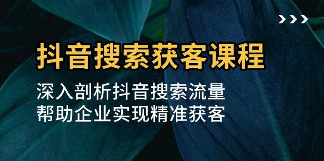 抖音搜索获客课程：深入剖析抖音搜索流量，帮助企业实现精准获客网赚终点站_网创项目分享_轻创业交流圈子网赚终点站